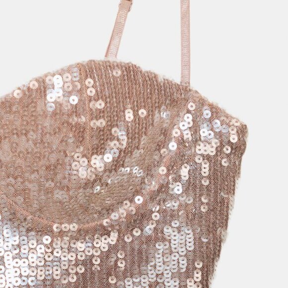 ZARA SEQUIN BRALETTE TOP - Picture 3 of 6